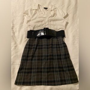EUC - sam & max | short sleeve | white and plaid | fitted dress | 1X